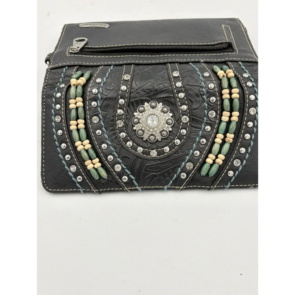 Montana West Black and Turquoise Embellished Shoulder‎ Bag &wallet